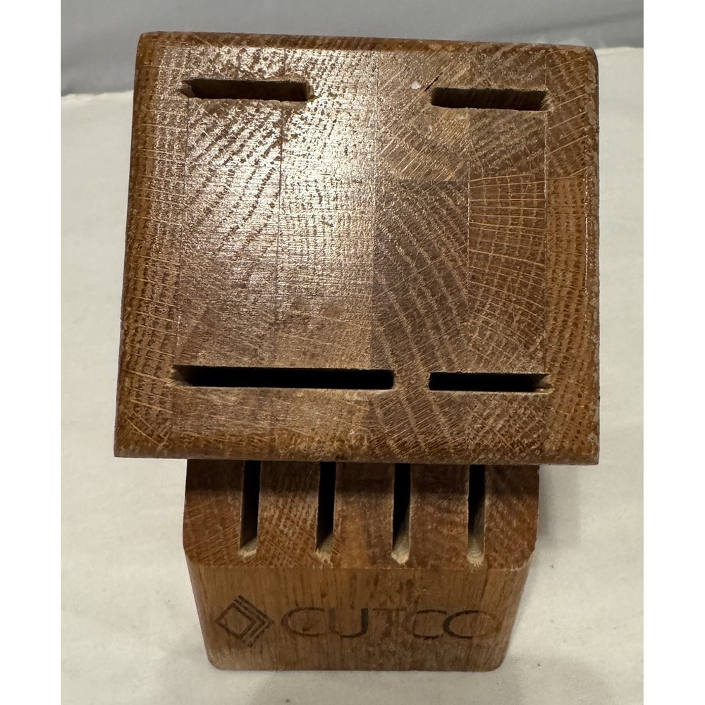 CUTCO 8 Slot‎ Knife Block Honey Oak Wood Includes 4 Steak Knife Slots